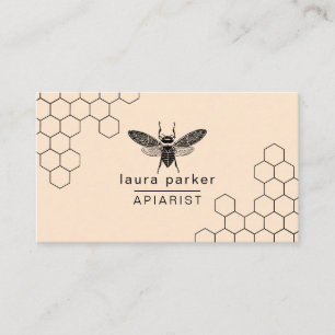 Bee Honung Seller Apiarist Black White Hexagon Bus Visitkort