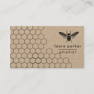Bee Honung Seller Apiarist Black White Hexagon Visitkort