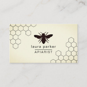 Bee Honung Seller Apiarist Black White Hexagon Visitkort