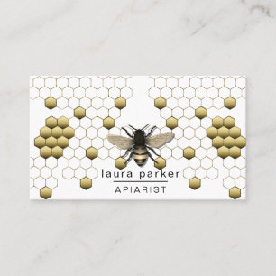 Bee Honung Seller Apiarist Guld Gult Hexagon   Visitkort