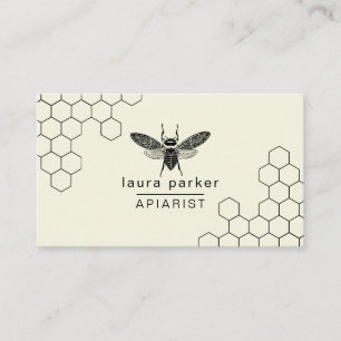 Bee Honung Seller Apiarist Minimal Hexagon Visitkort