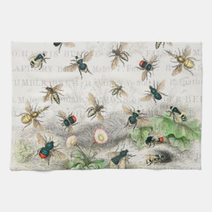 Bee Honung Worker Queen Bees Antique Kökshandduk