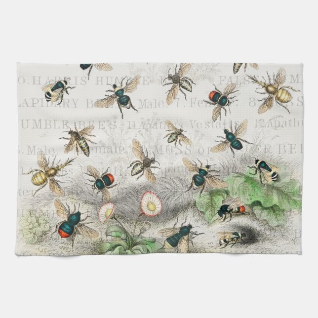 Bee Honung Worker Queen Bees Antique Kökshandduk (Horisontell)