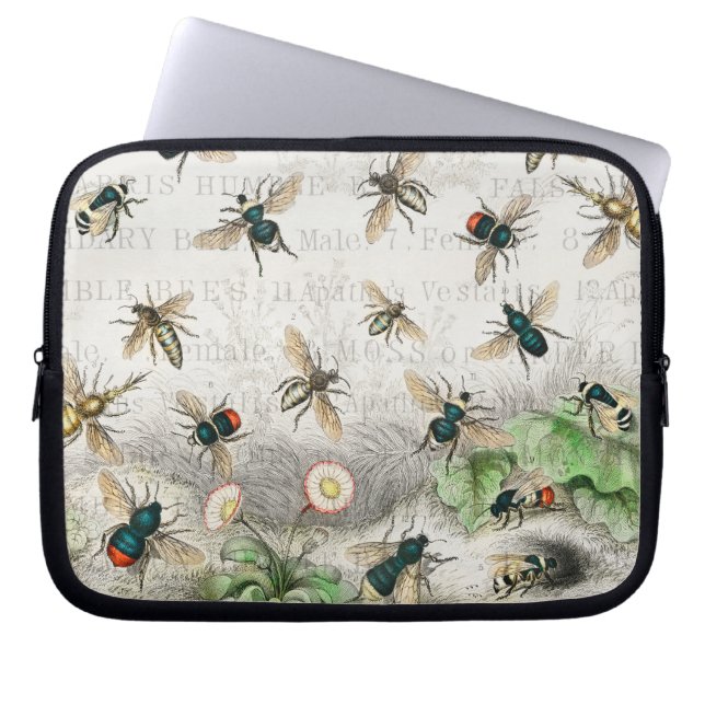 Bee Honung Worker Queen Bees Antique Laptop Fodral (Framsidan)