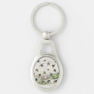Bee Honung Worker Queen Bees Antique Ovalt Silverfärgad Nyckelring