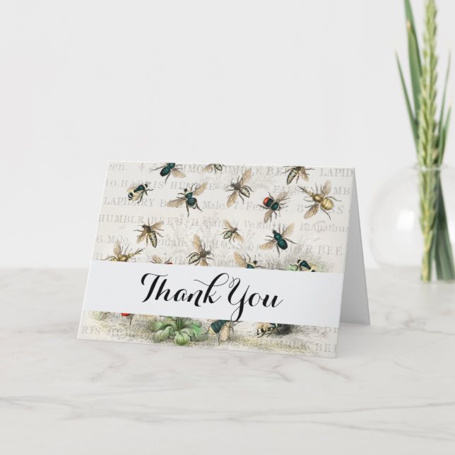 Bee Honung Worker Queen Bees Antique Tack Kort (Framsida)