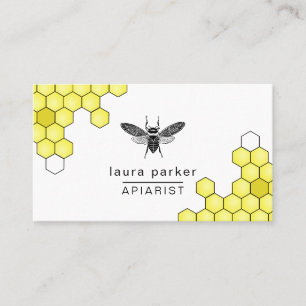 Bee Honungsförsäljare Apiarist Black Gult Letterpr Visitkort