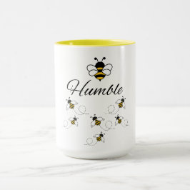 BEE HUMBLE TVÅTONSOL GUL VIT MOTIVERANDE MUGG