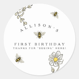 Bee Humla Birthday Runt Klistermärke