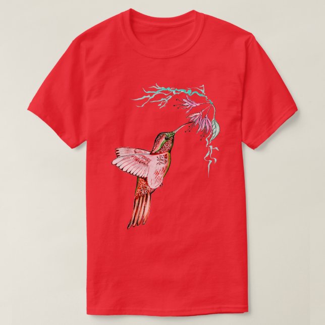 Bee Hummingbird Beval Bird Älskare T Shirt (Design framsida)