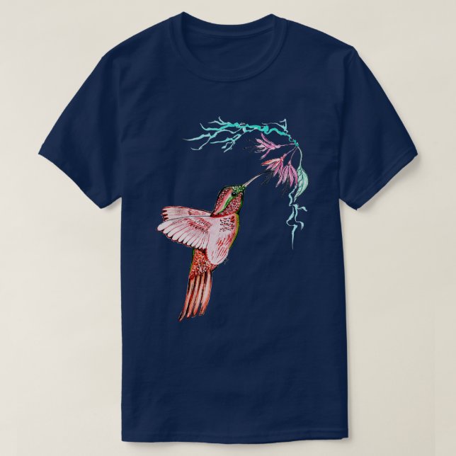 Bee Hummingbird Beval Bird Älskare T Shirt (Design framsida)
