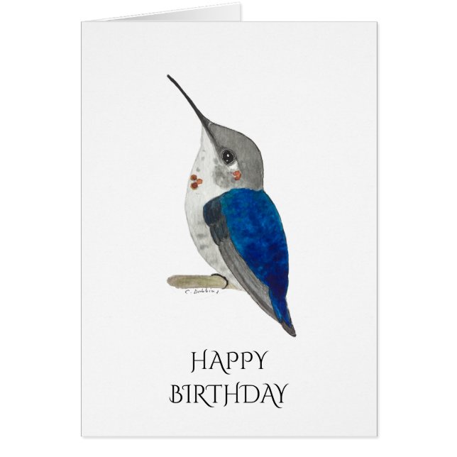 Bee Hummingbird Birthday Card Hälsningskort (Framsidan)