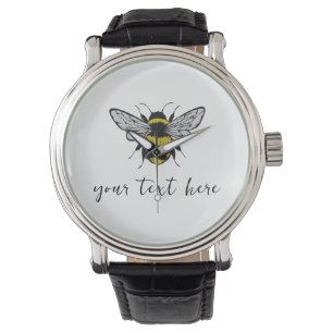 Bee Illustration - lägg till din egen text Armbandsur