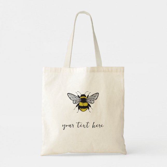 Bee Illustration - lägg till en egen text i toteba Tygkasse (Baksida)