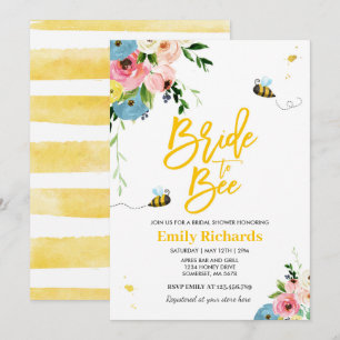Bee Inbjudningskort för möhippan Blommigt Bride to
