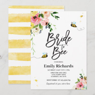 Bee Inbjudningskort för möhippan Blommigt Bride to
