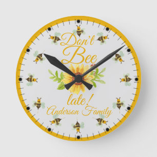Bee inte Late Humla Roligt Rund Klocka