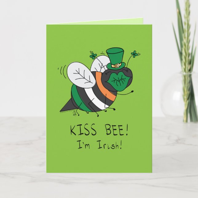 Bee Irish Funny St. Patrick's Day Kort (Framsida)