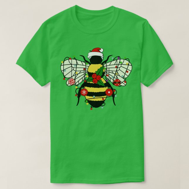 Bee Julgran Julafton Ljus Funny Bee Älskare Chr T Shirt (Design framsida)