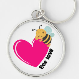 Bee kärlek rund silverfärgad nyckelring