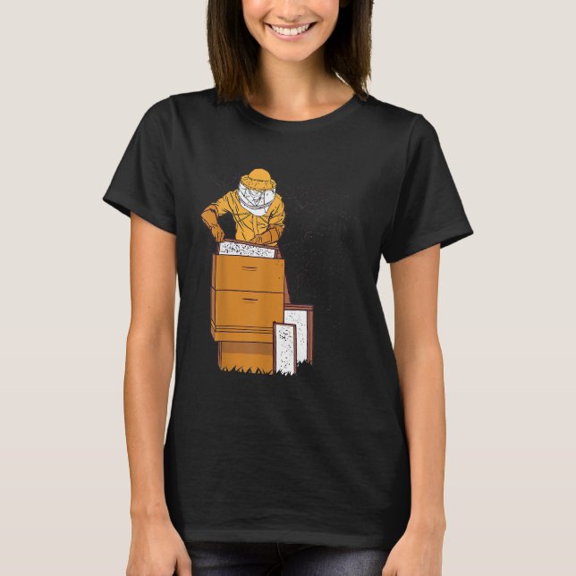 Bee Keeper och Beehive Graphic Bees Keeping T Shirt (Framsida)