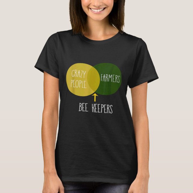 Bee Keeper Venn Diagram Beekeeping Apparel Witty T Shirt (Framsida)