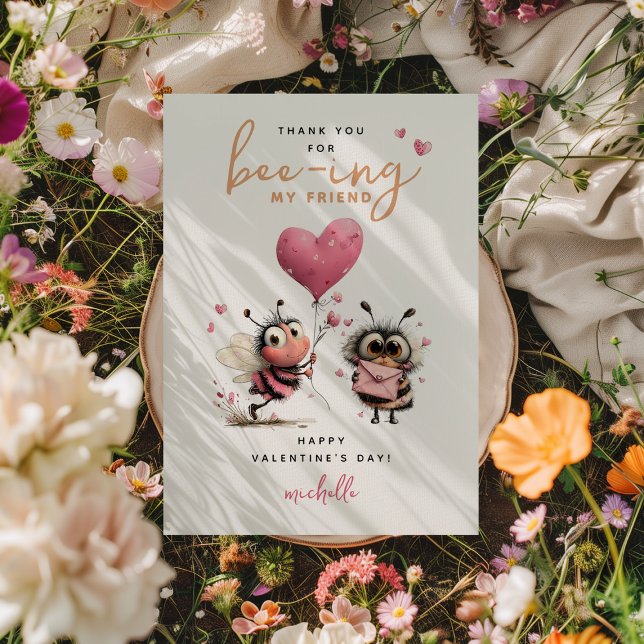 Bee Kids Classroom Valentines Day Anteckningskort (Skapare uppladdad)