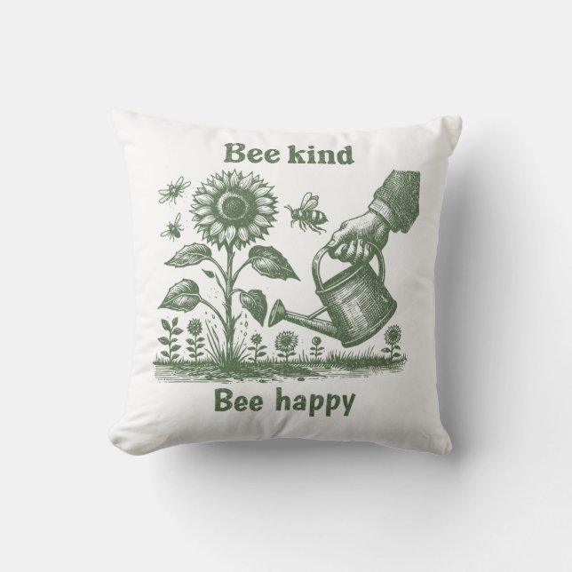 Bee Kind Bee Bee  Happy  Sunflower Caregiver gift Kudde (Framsida)