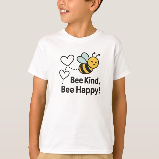 Bee Kind Bee Happy Cute Yellow Bee Design T Shirt (Framsida)