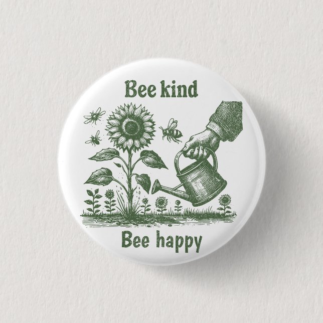 Bee Kind Bee Happy  Sunflower Gardening  Knapp (Framsida)