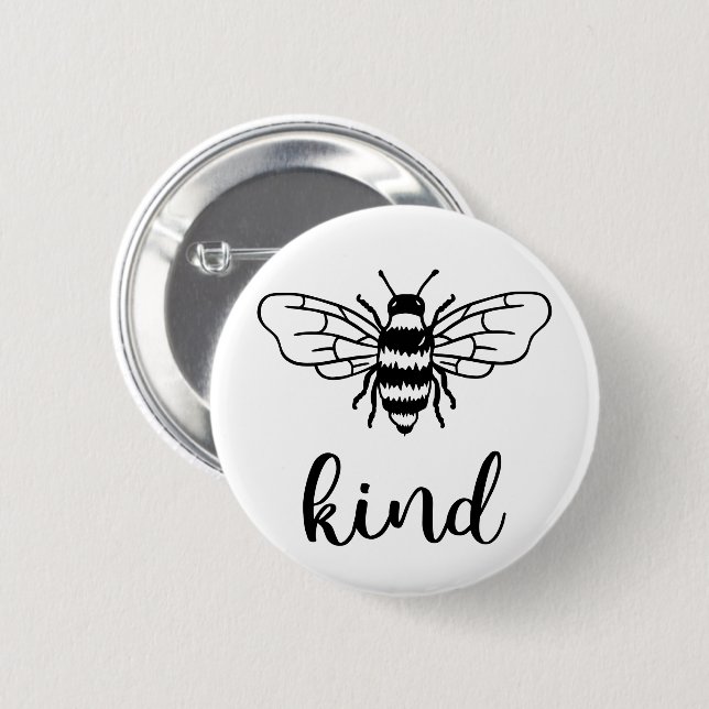 Bee Kind Black Knapp (Framsida & baksida)