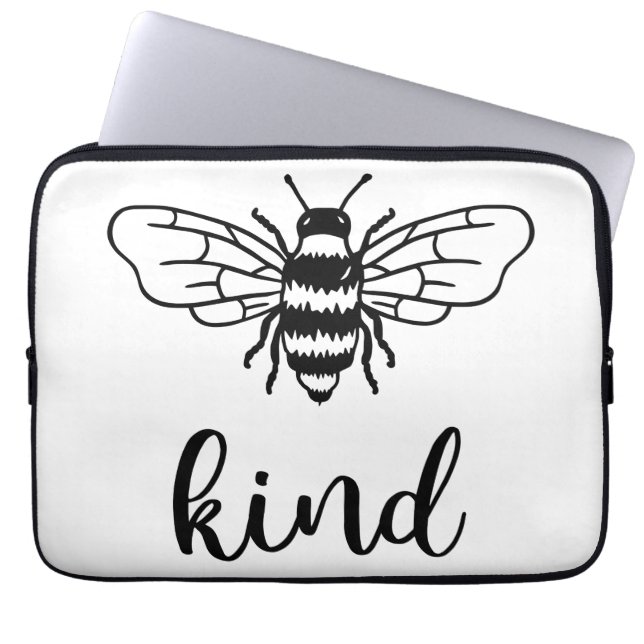 Bee Kind Black Laptop sleeve (Framsidan)