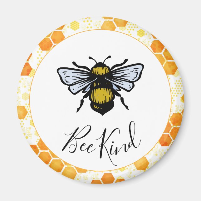 Bee Kind Bumblebee-citat Magnet (Framsidan)