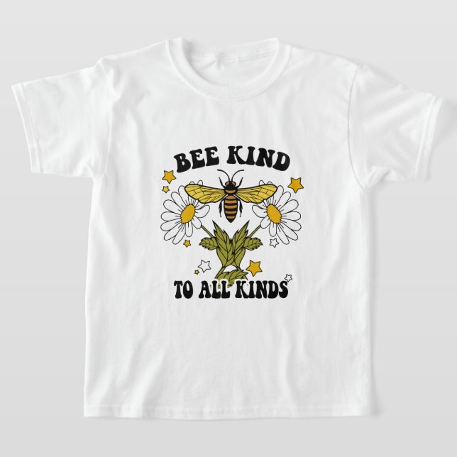 Bee Kind Buzzing med Stil Gult Humla T Shirt (Laydown)