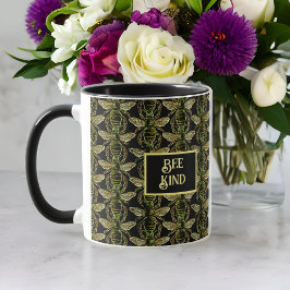 Bee Kind Elegant Guld och Black Bee Mönster Mugg