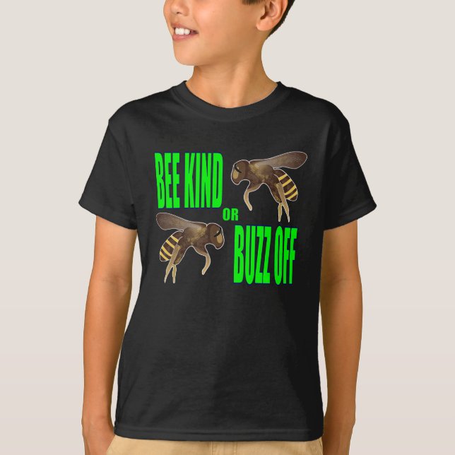 Bee-Kind eller Buzz av detaljerat bilimus grönt te T Shirt (Framsida)