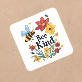 Bee Kind Fyrkantigt Klistermärke