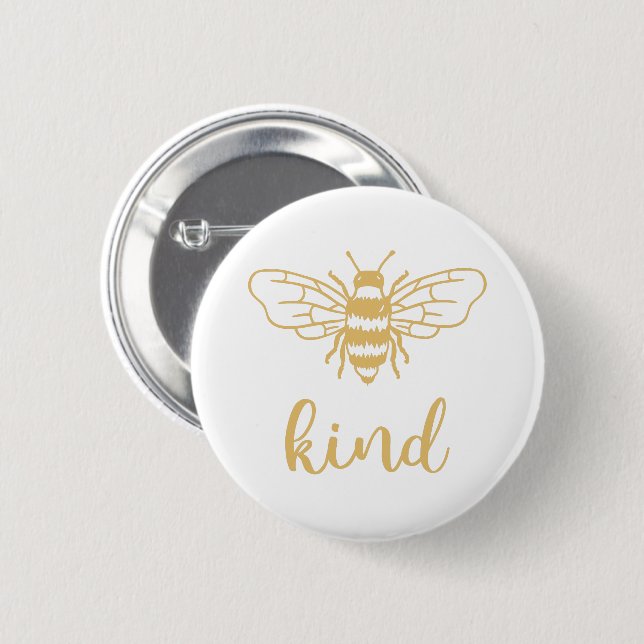Bee Kind Guld Knapp (Framsida & baksida)