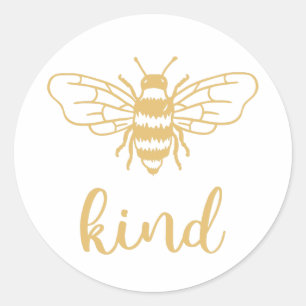 Bee Kind Guld Runt Klistermärke