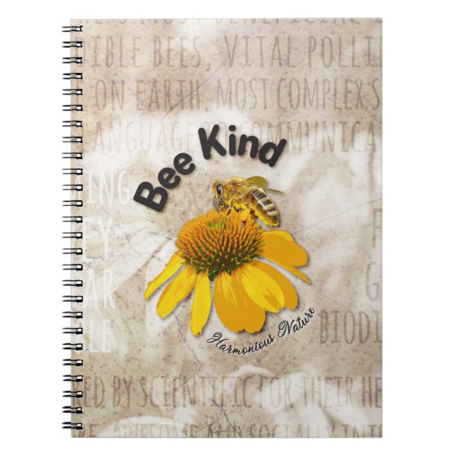 Bee Kind - Harmoniserad natur Anteckningsbok (Framsidan)