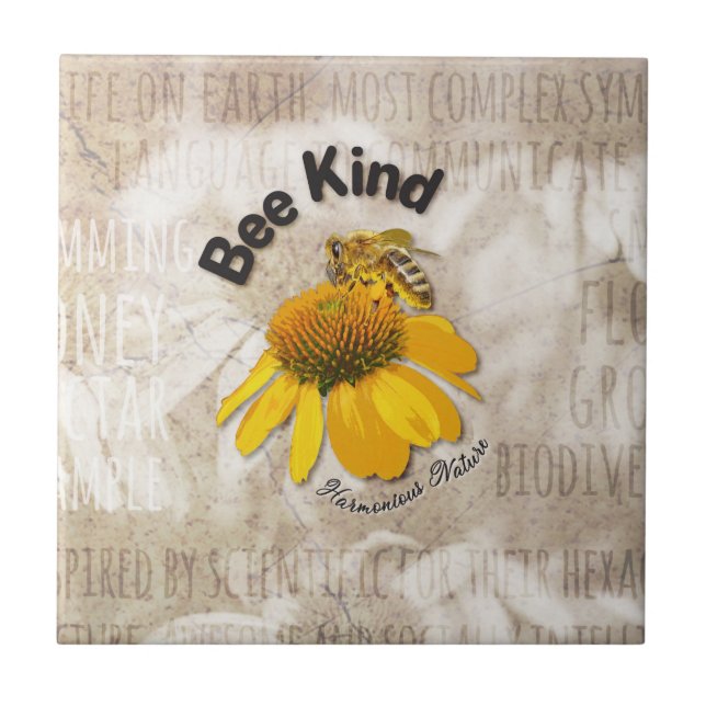 Bee Kind - Harmoniserad natur Kakelplatta (Framsidan)