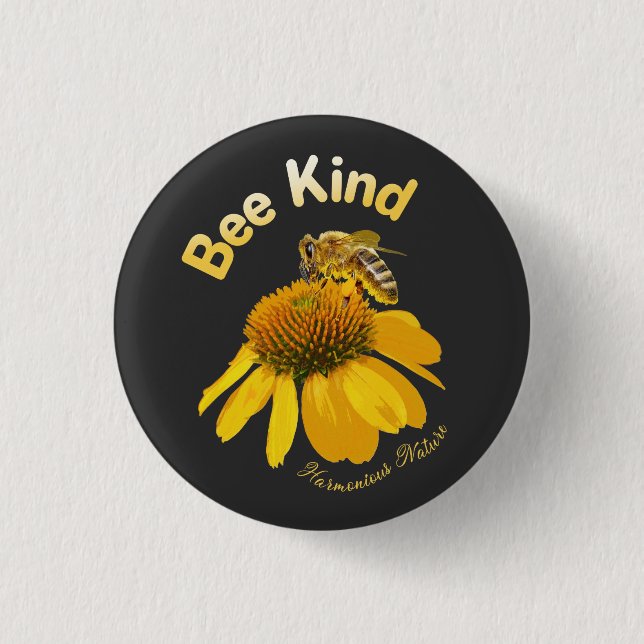 Bee Kind - Harmoniserad natur Knapp (Framsida)