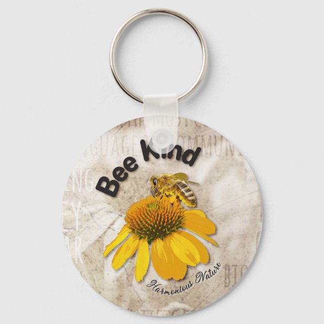 Bee Kind - Harmoniserad natur Nyckelring (Framsida)