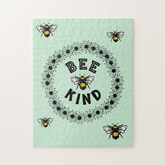 Bee Kind Humla Kindness Blommigt Design Pussel (Vertikal)