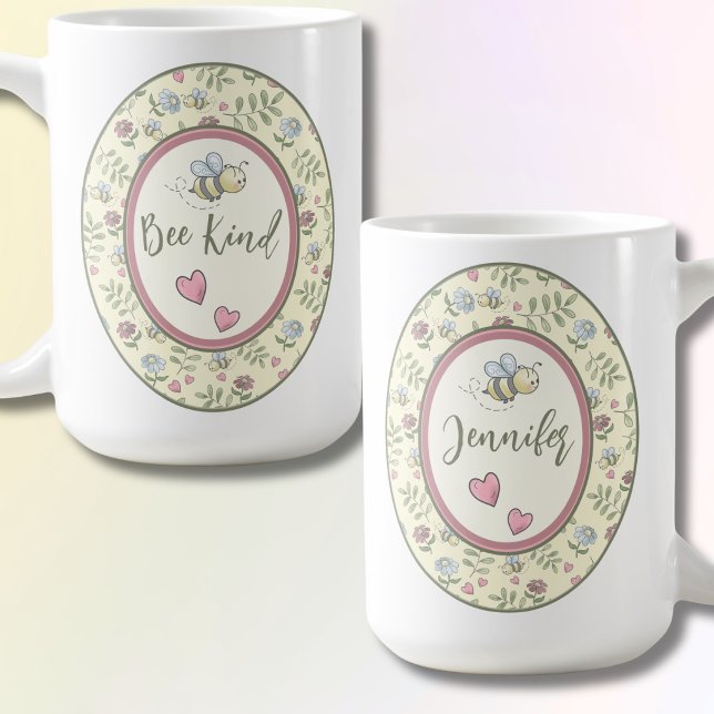 Bee Kind Humla Personlig  Kaffemugg (Bee Kind Personalized Coffee Mug - Perfect Gift for Teachers)