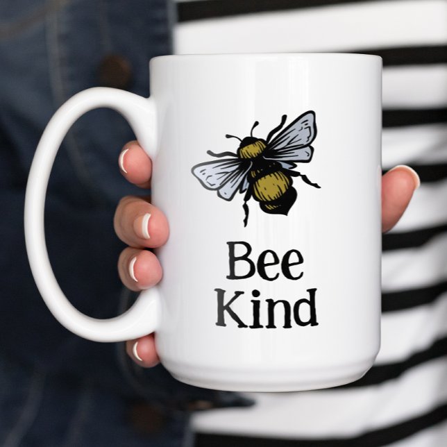 Bee Kind inspirational Kaffemugg (Bee Happy! A cheerful mug for bee lovers.)