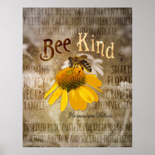 Bee-Kind - Kanvastrycket för harmoniserad natur Poster