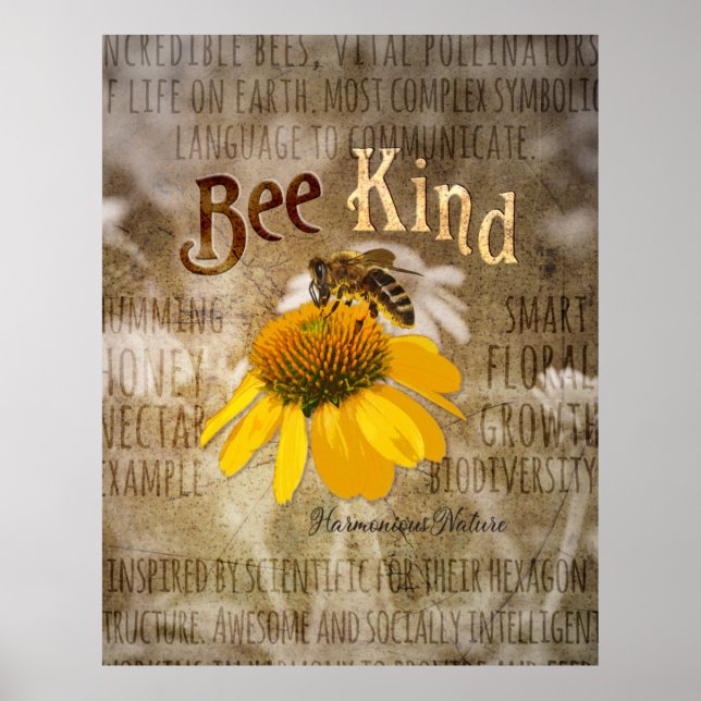 Bee-Kind - Kanvastrycket för harmoniserad natur Poster (Framsidan)