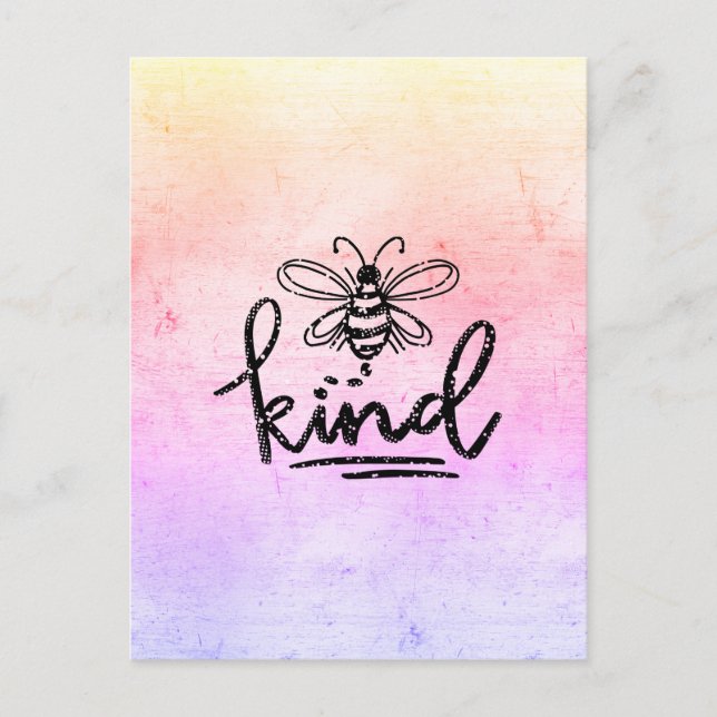 Bee Kind Rainbow Ombre Vykort (Framsida)
