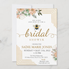 Bee Kind Red Flowers Inbjudningskort för möhippan